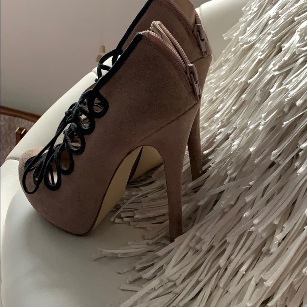 Beige and black heels